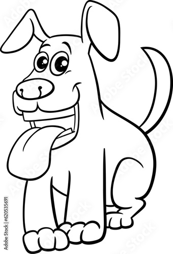 happy cartoon dog comic animal character coloring page