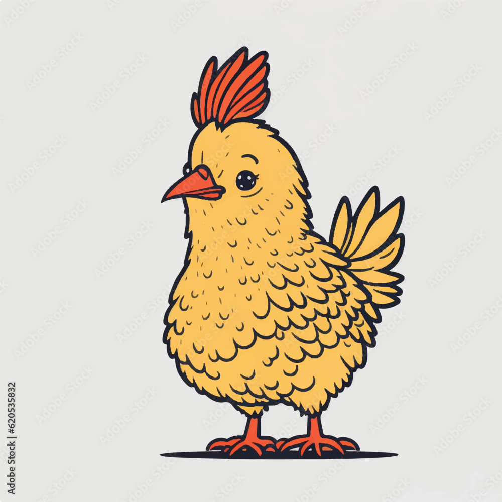 cute cartoon hen vector illustration