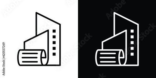 logo design paper and building icon vector inspiration