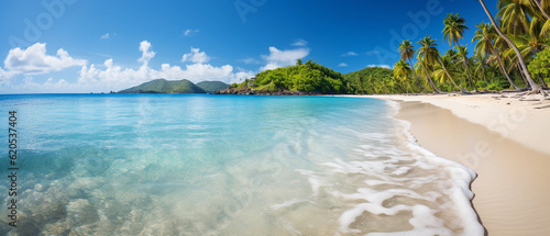 beautiful beach with blue water, summer holidays