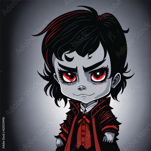 cute child in a halloween vampire costume, vector, illustration, white background