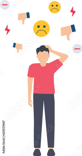 Negative thinking, bad attitude causes failure or fear, depression and sadness, emotional or mental problems, stress anxiety

