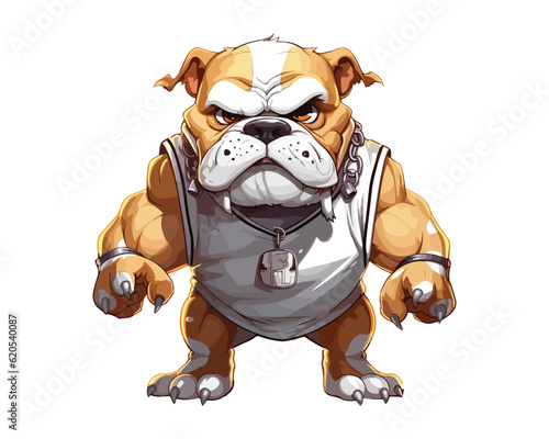 Strong bulldog mascot cartoon character vector illustration