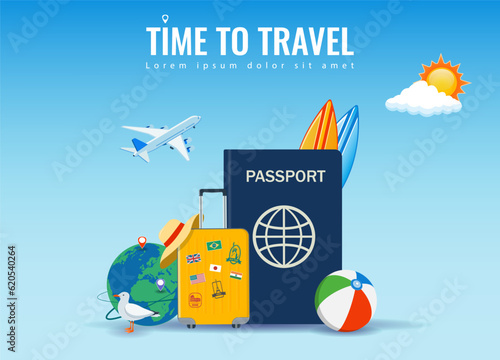 Travel and tourism concept. Advertising template. Vector
