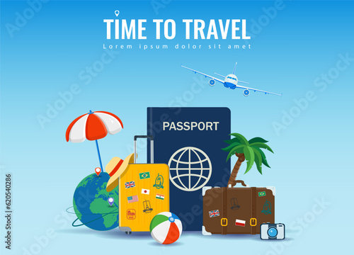 Travel and tourism concept. Advertising template. Vector