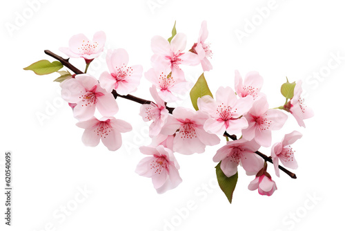 Stampa su tela Beautiful sakura flowers isolated on white