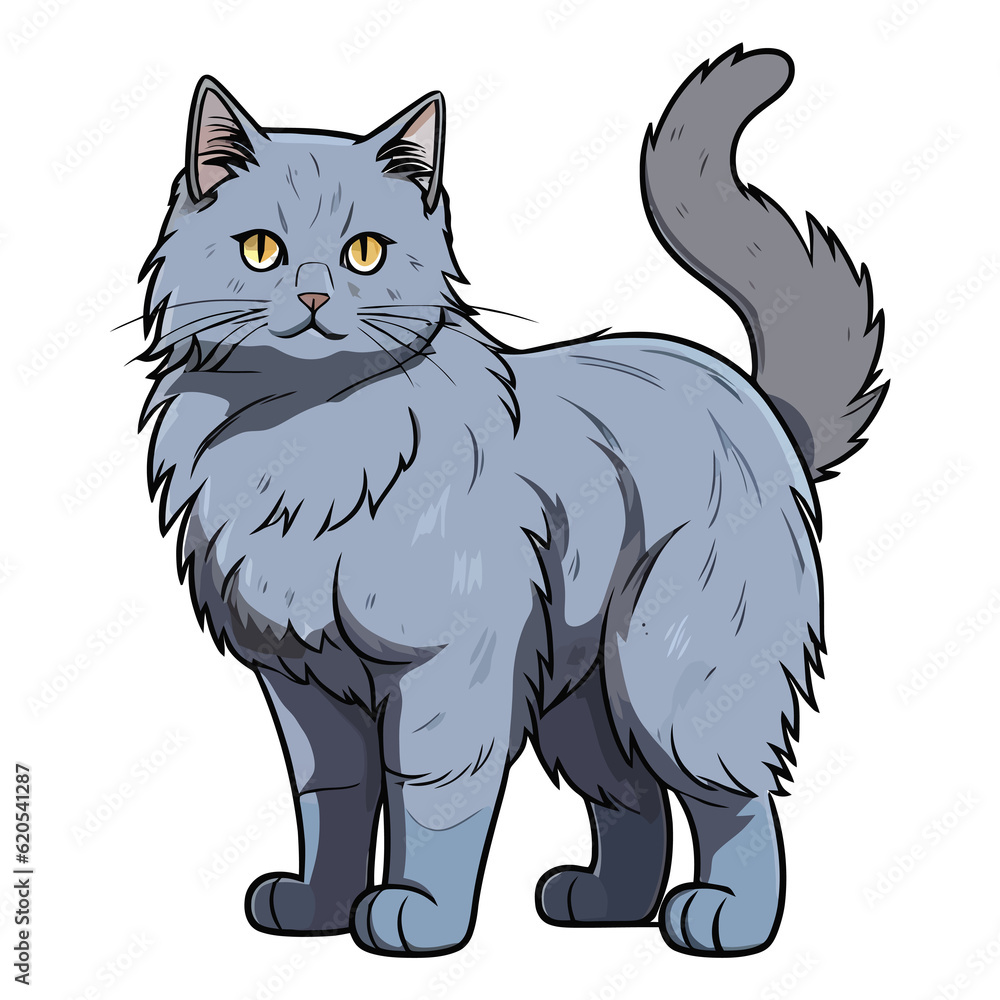 Whisker Wonderland: Delightful 2D Illustration of a Cute Cat Whisker Wonderland: Delightful 2D Illustration of a Cute Cat