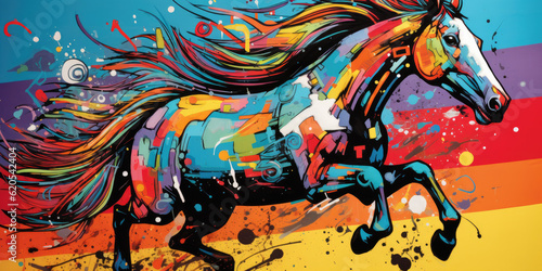 horse drawing comic-style drawing of a horse featuring expressive lines and exaggerated proportions Generative AI Digital Illustration Part#060723