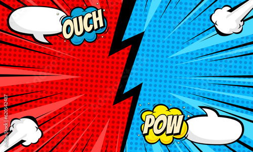 Comic cartoon versus with speech bubble background template