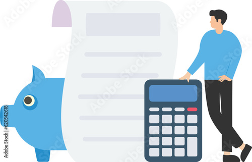 Income tax filing and calculating revenue and filling tax form, Expert complete checklist for all reduction, Refund and checking payment, Businessman completed tax filing form with calculator

