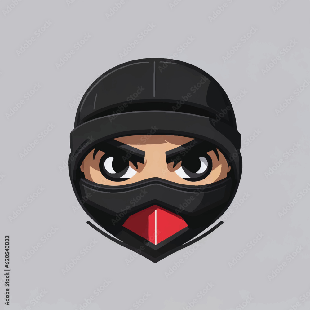 cute ninja face logo, vector, illustration, white background cute ninja face logo, vector, illustration, white background