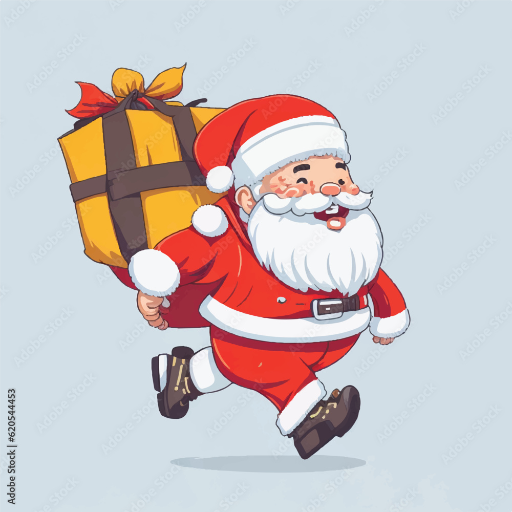 cute santa claus carrying big bag, vectot, illustration, white background cute santa claus carrying big bag, vectot, illustration, white background