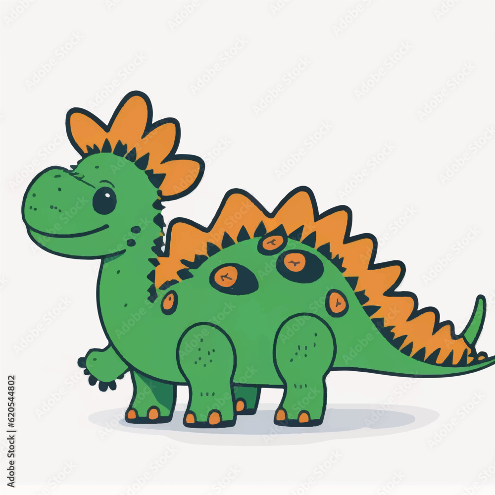 cute stegosaurus cartoon vector
