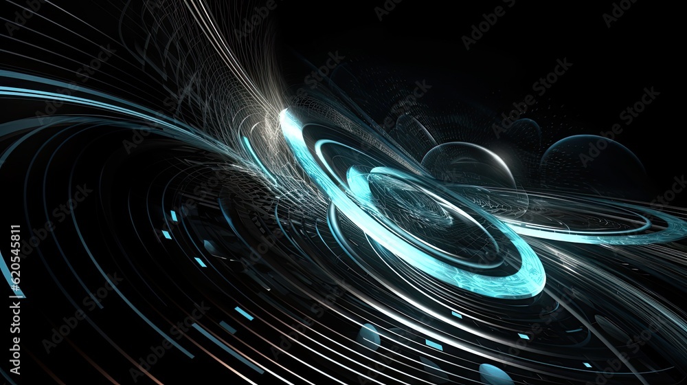 Fototapeta premium Futuristic dark wavy wallpaper on black background