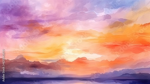 abstract light and blurred watercolor background sunset sky light orange purple