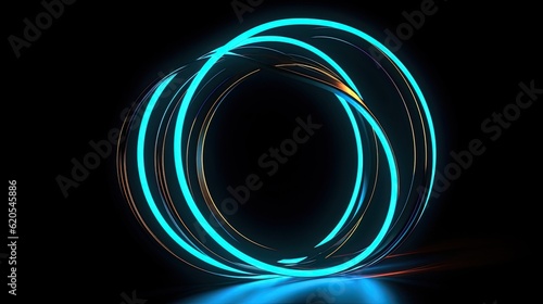 Technology background with a ring of neon blue lights