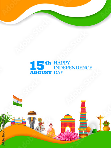 Fototapeta Naklejka Na Ścianę i Meble -  Indian Tricolor background for celebration of Independence Day of India .Vector illustration