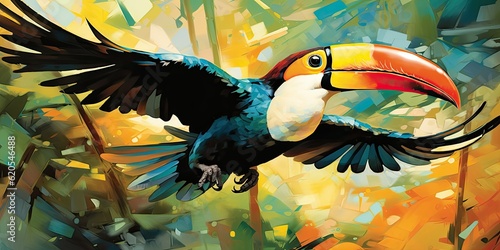 tucan comic panel featuring a charismatic toucan engaging in playful antics Generative AI Digital Illustration Part#060723