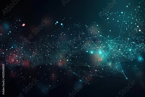 Digital Abstract Background with Colorful Glowing Lights and Black Design Concept Illustration © Thares2020