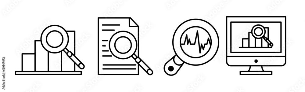 Data analysis icon. Data analysis thin line icon collection. Stock vector. Data analysis icon. Data analysis thin line icon collection. Stock vector.