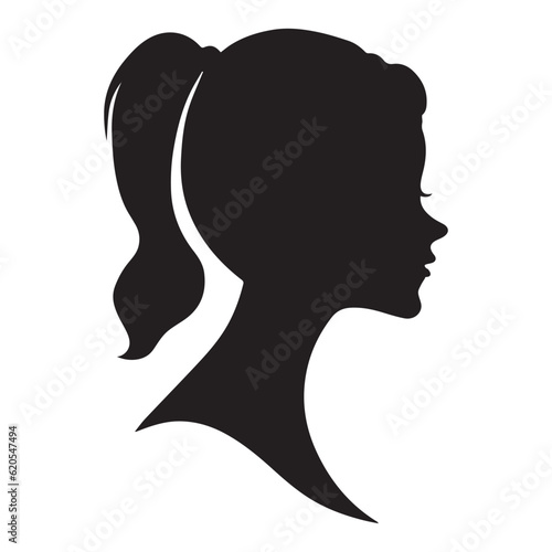 Fotobehang African American Side Silhouette with Curly Hair and Beautiful Face