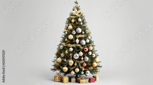 christmas tree and gifts. Generative Ai photo