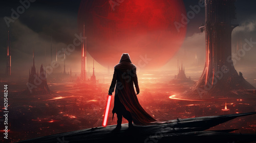 Unidentified warrior with the red light saber with moon