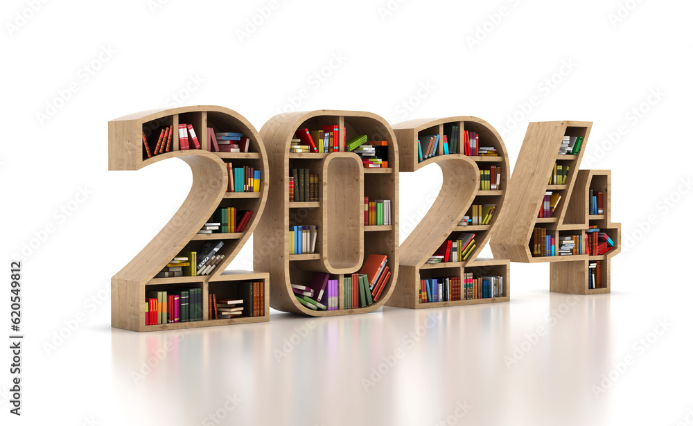 New Year 2024 Creative Design Concept With Book Shelf 3D Rendered   1000 F 620549812 BgdCY9VaDraJP5hodjdlP6FrWxZEw5aX 