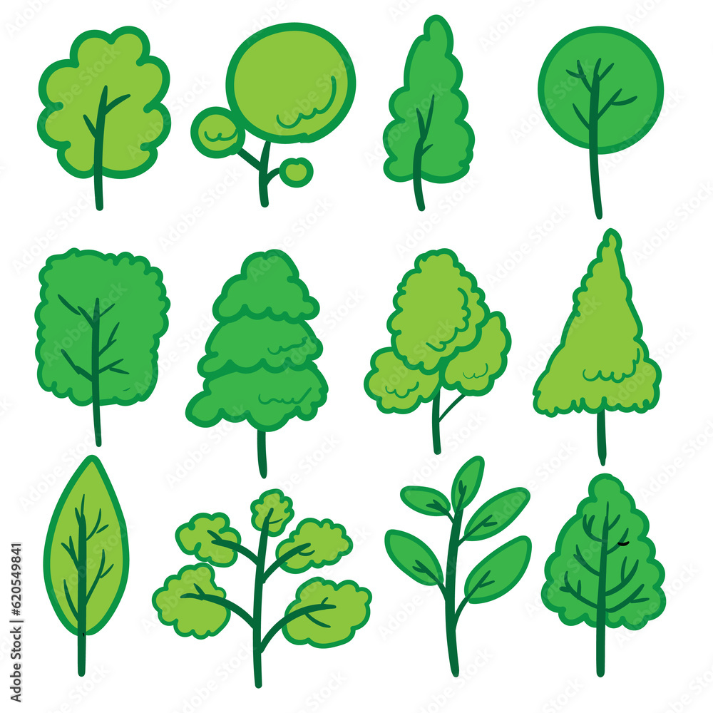 tree green leafs color art