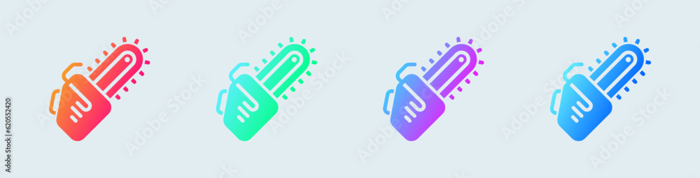 Chain saw solid icon in gradient colors. Tool signs vector illustration. Chain saw solid icon in gradient colors. Tool signs vector illustration.