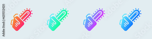 Chain saw solid icon in gradient colors. Tool signs vector illustration.