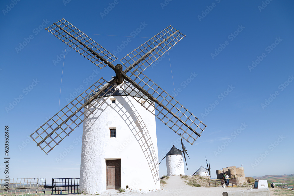 Ancient windmills in the town of Consuegra (Spain)
