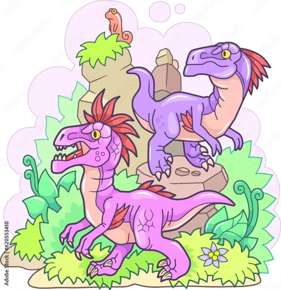 Obraz premium prehistoric dinosaur velociraptor, illustration design