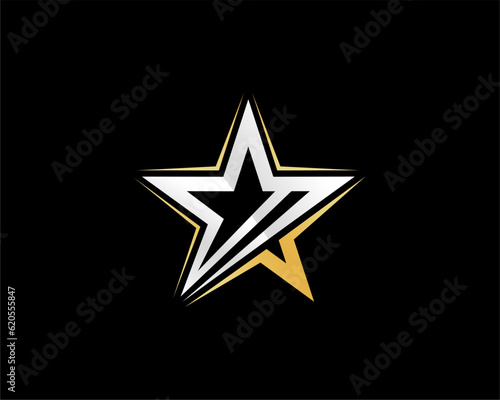 Vector luxury star logo concept gold and metallic color