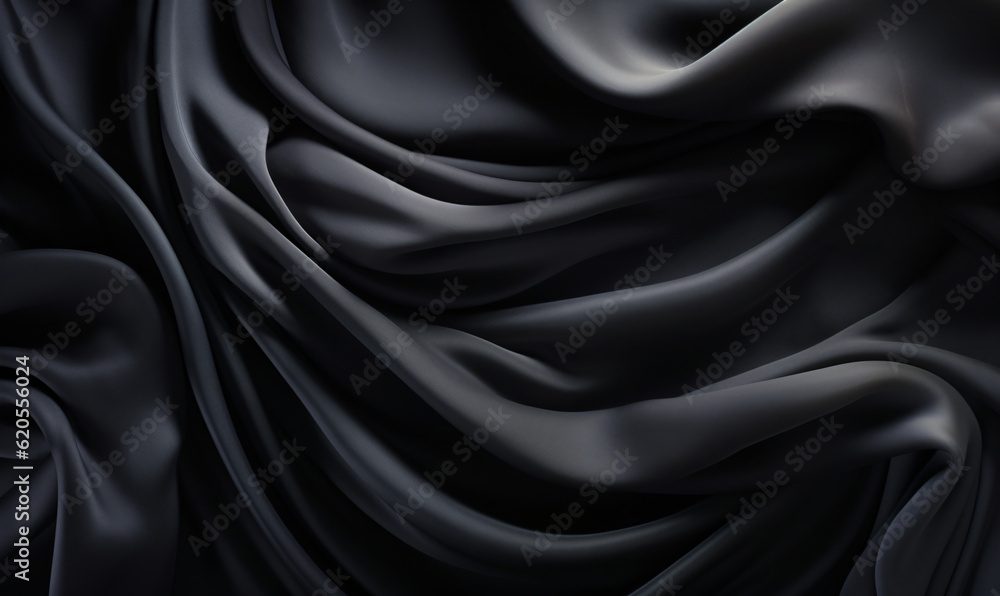 Abstract black Silk Background Generative ai