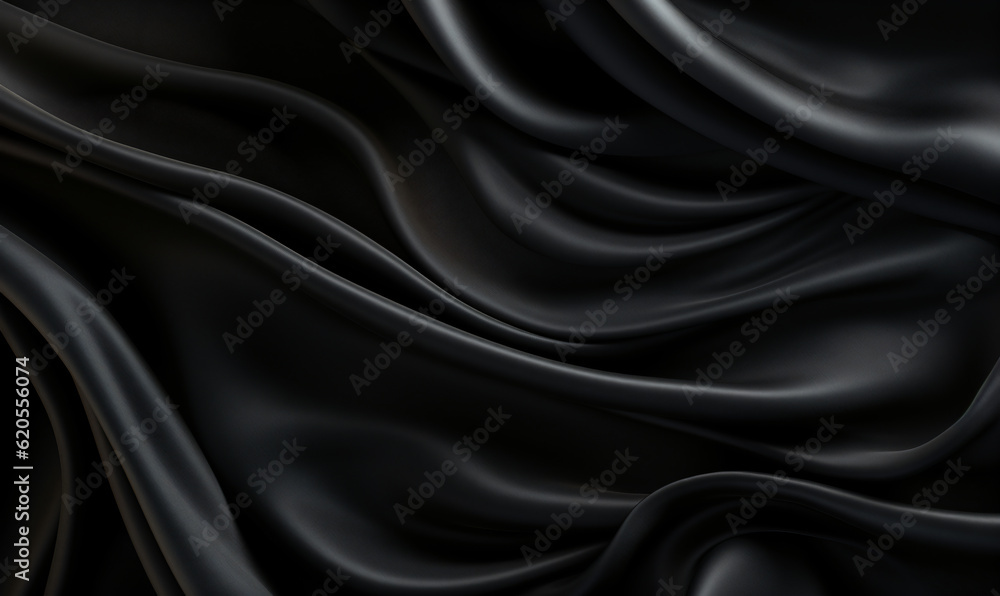 Abstract black Silk Background Generative ai