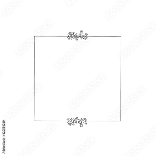 square line art floral frame