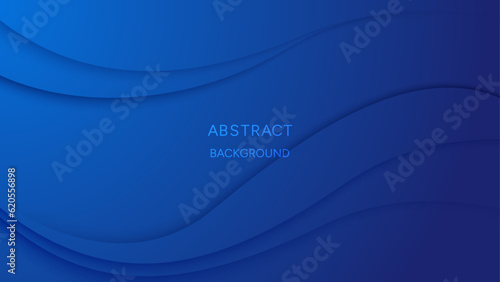 Blue abstract background with paper cut wavy line, landing page , banner, presentation, poster in 3d, orgami style, vector illustration.	