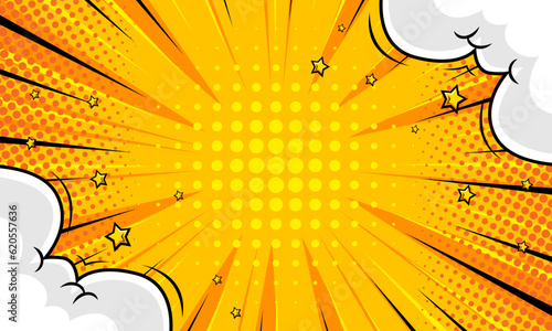 Fotografia Yellow comic zoom cartoon template background