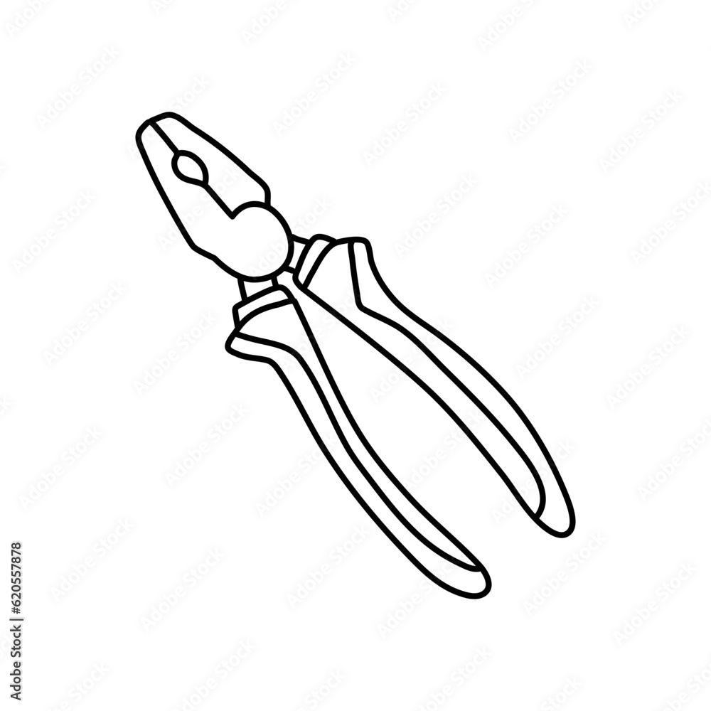 Obraz premium Plier doodle icon in vector. Hand drawn plier icon in vector