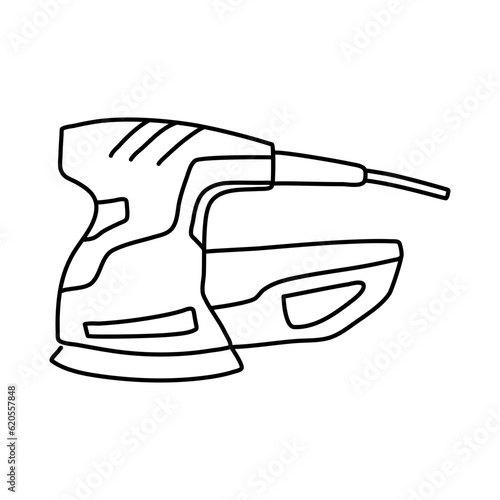 Sander tool vector illustration. Electric orbital instrument. Contour outline illustration