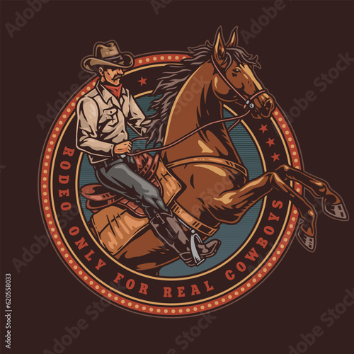 Rodeo real cowboy colorful sticker