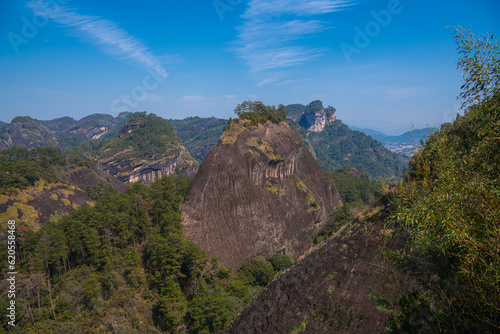 Danxia landscape Canyon in Wuyishan Mountain, Fujian province, China