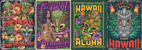 Hawaii island set flyer colorful