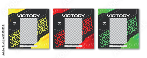 Social Media Post Game Tounament , Victory , Mvp , RGB Collor Premium Vectors