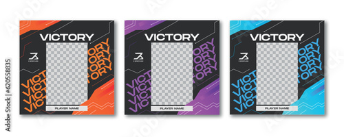 Social Media Post Game Tounament , Victory , Mvp , RGB Collor Premium Vectors