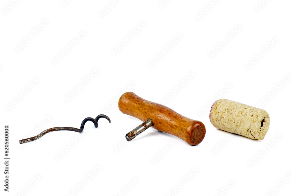 Broken metal corkscrew isolated on a white background Broken metal corkscrew isolated on a white background