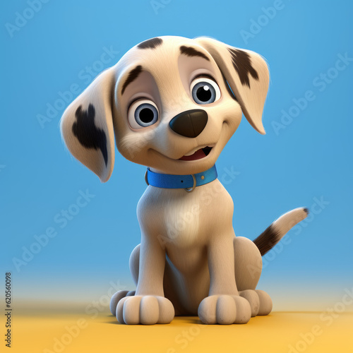 Puppy 3d Pixar-style on solid colored background