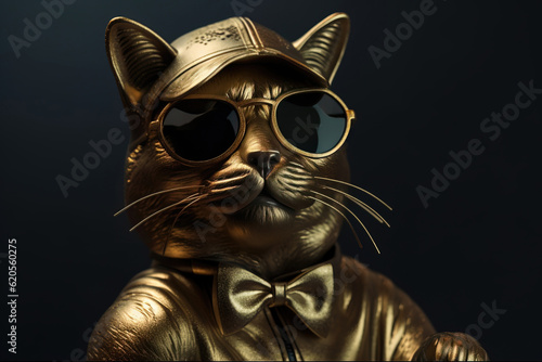 golden cat concept art. generative AI