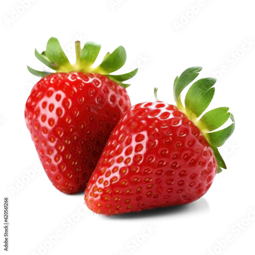 Ripe red strawberry isolated on transparent background